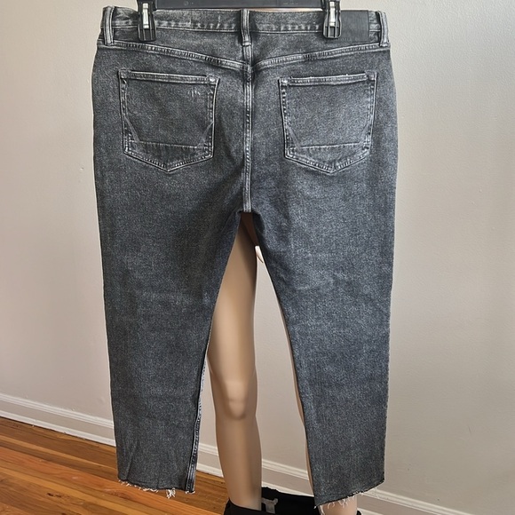 ALLSAINTS Dean Damaged Slim Fit Cropped Jeans in Washed Black Size 38 - Picture 5 of 13